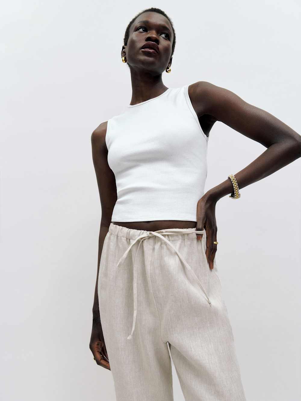 Reformation Olina Linen Pant - Oatmeal