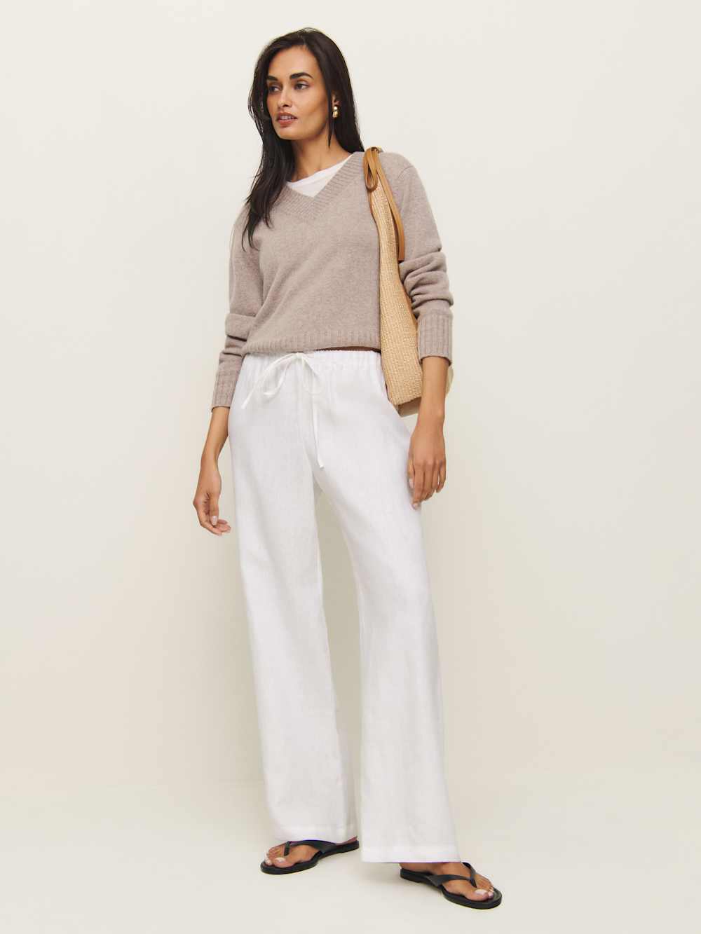 Reformation Olina Linen Pant - White