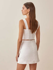 Reformation Veranda Linen Skirt - White