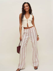 Reformation Petites Olina Linen Pant - Avignon Stripe