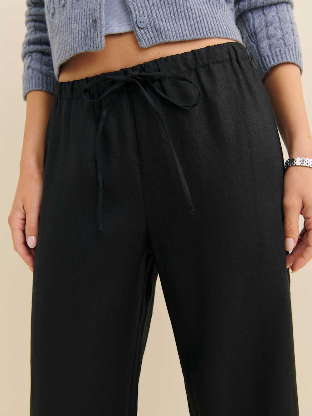 Reformation Petites Olina Linen Pant - Black