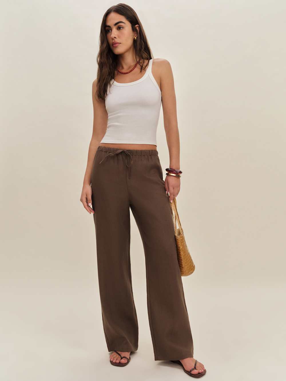 Reformation Petites Olina Linen Pant - Chocolate Cake
