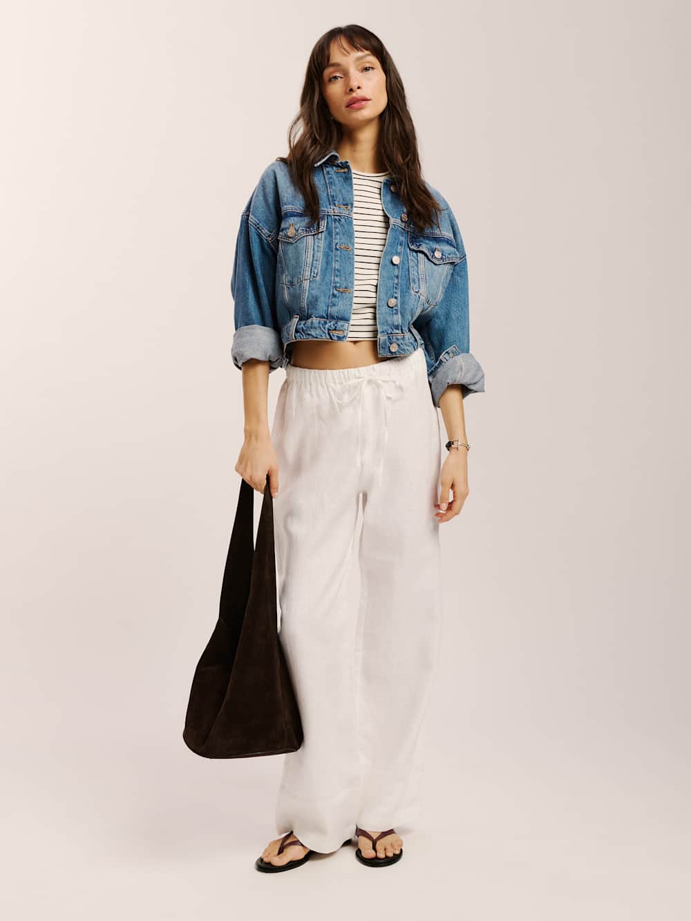 Reformation Petites Olina Linen Pant - White