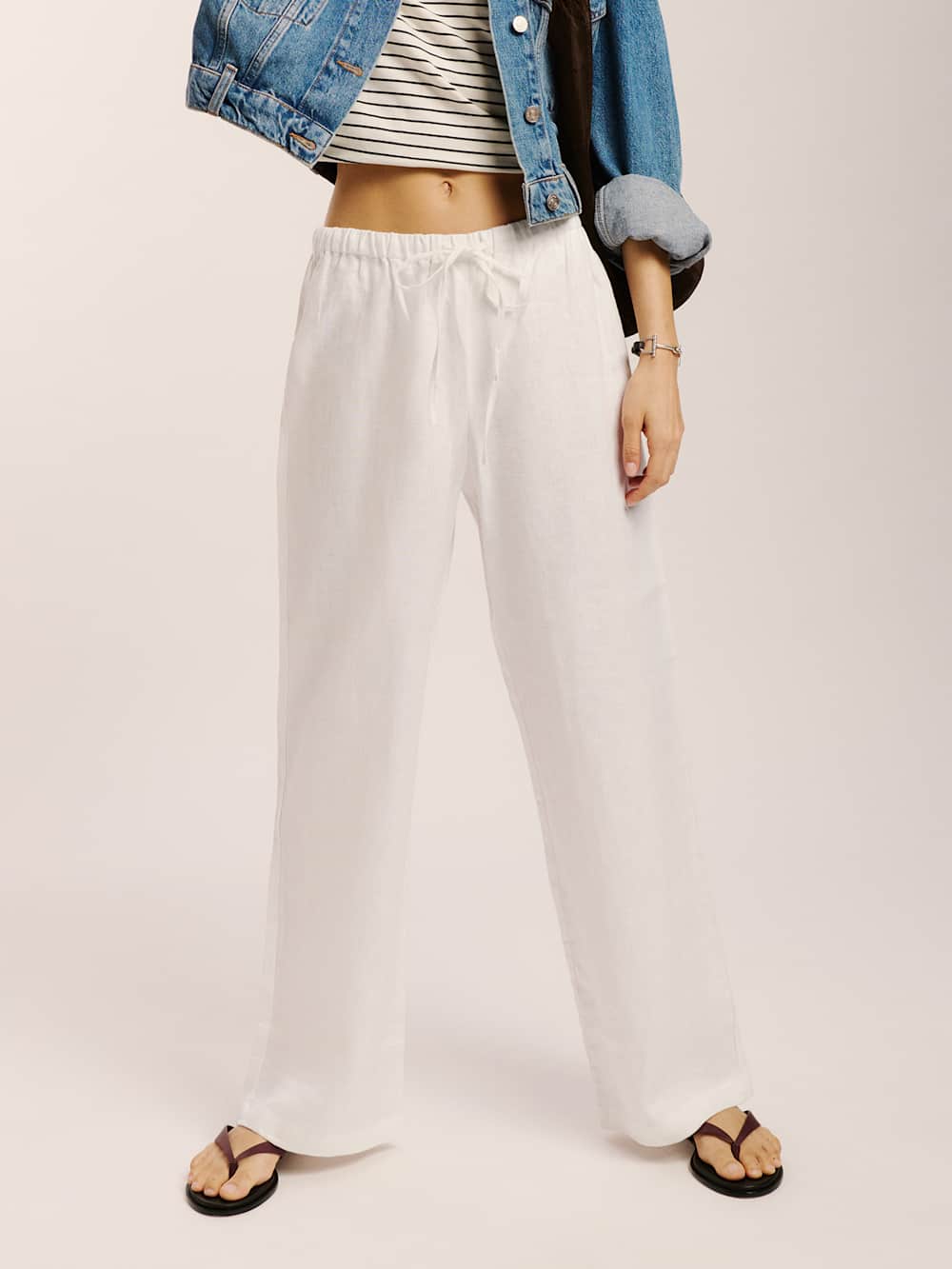 Reformation Petites Olina Linen Pant - White