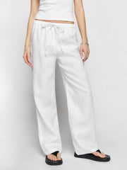 Reformation Petites Olina Linen Pant - White