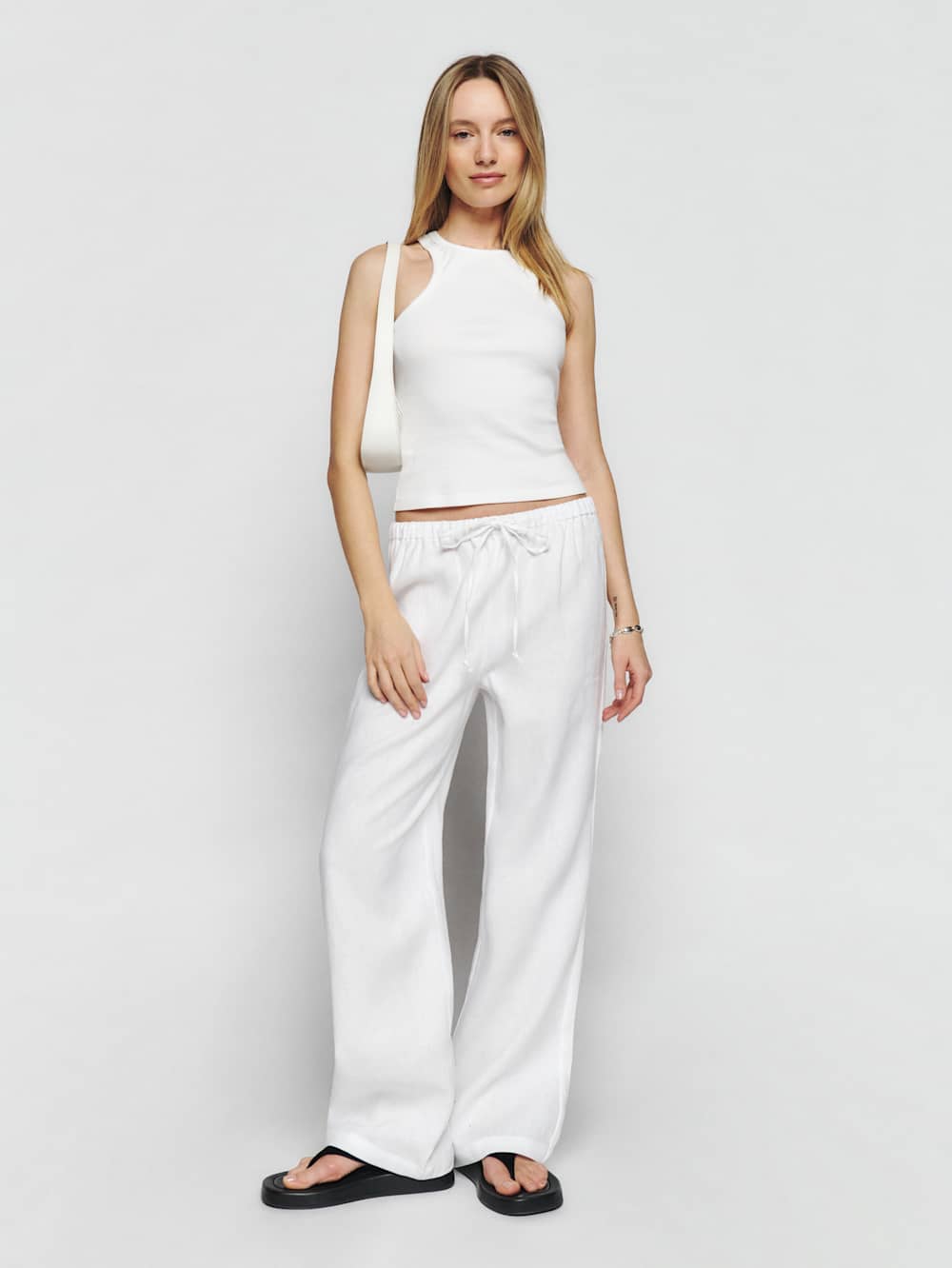 Reformation Petites Olina Linen Pant - White