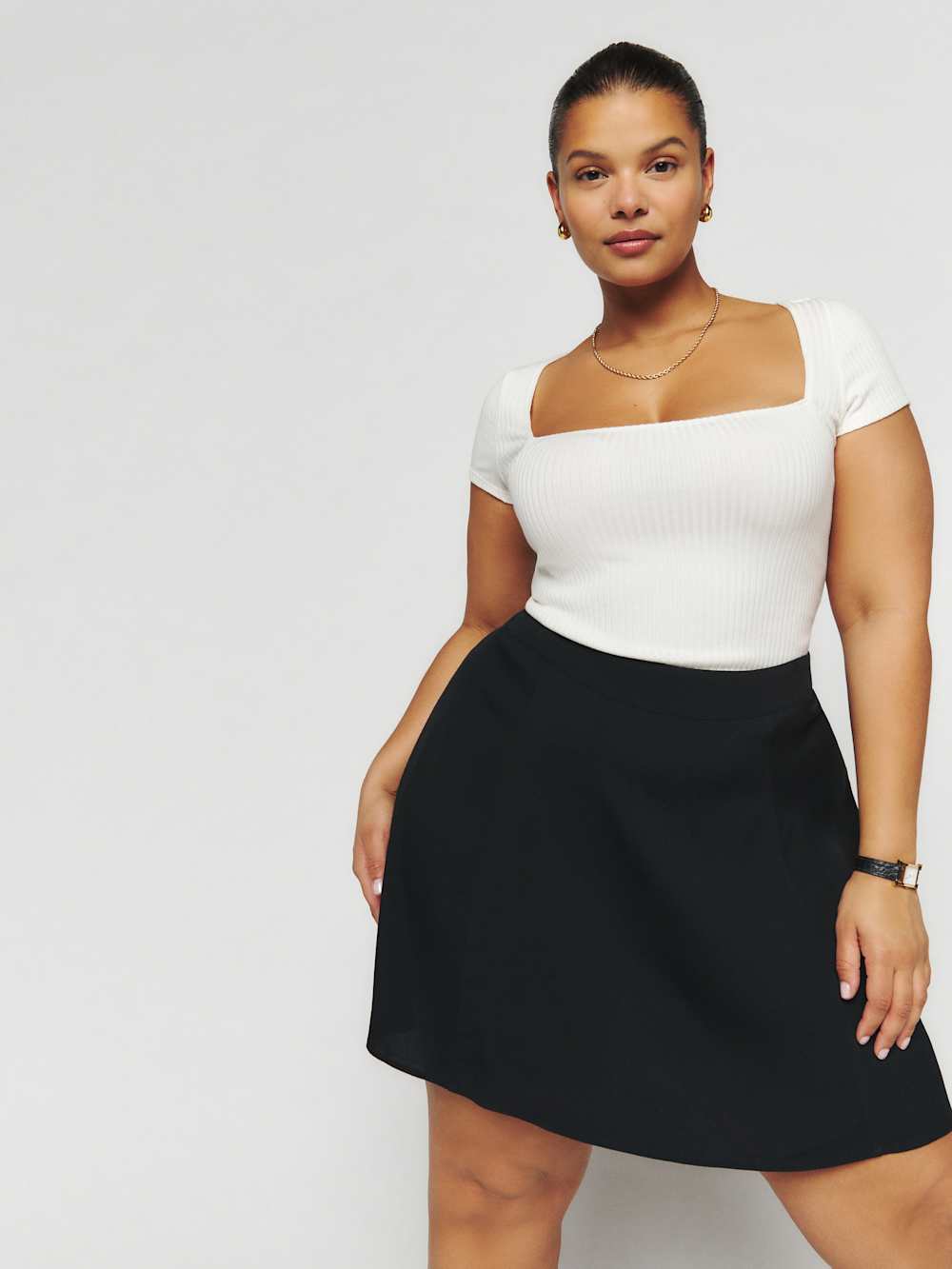 Reformation Flounce Skirt Es - Black
