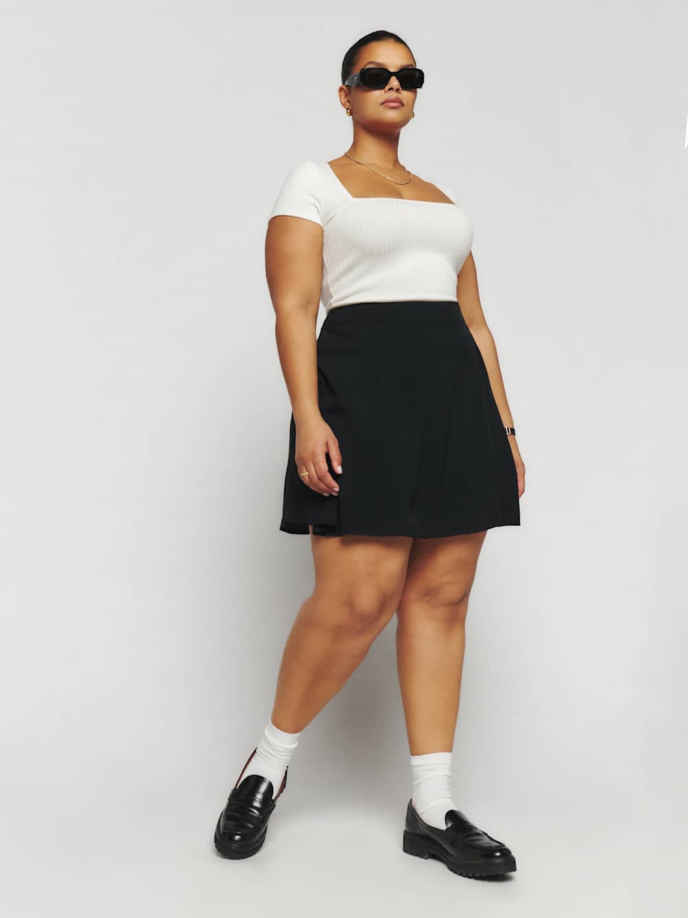 Reformation Flounce Skirt Es - Black