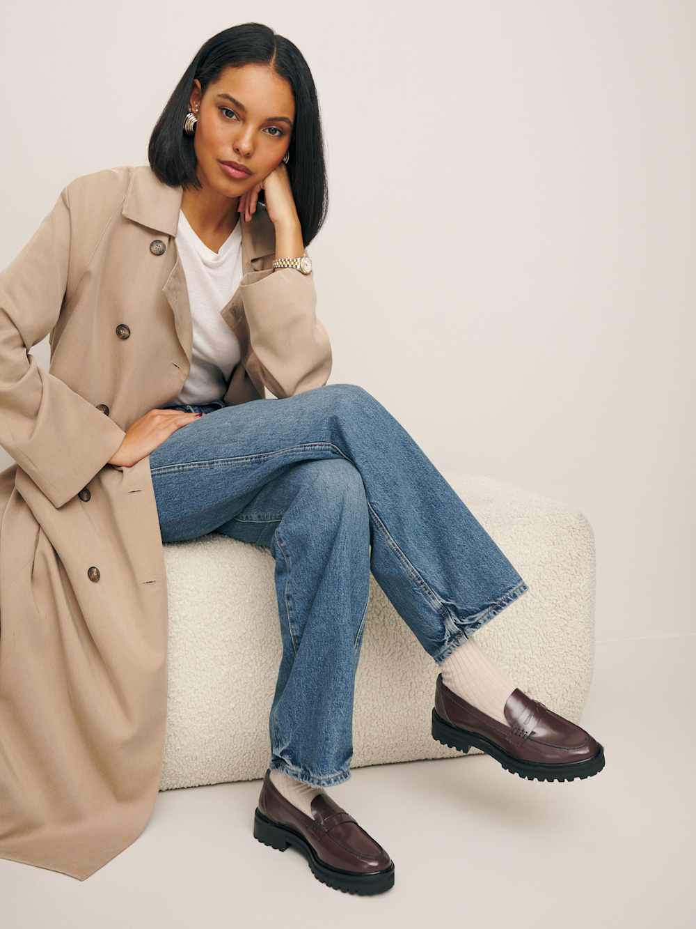 Reformation Agathea Chunky Loafer - Espresso Leather