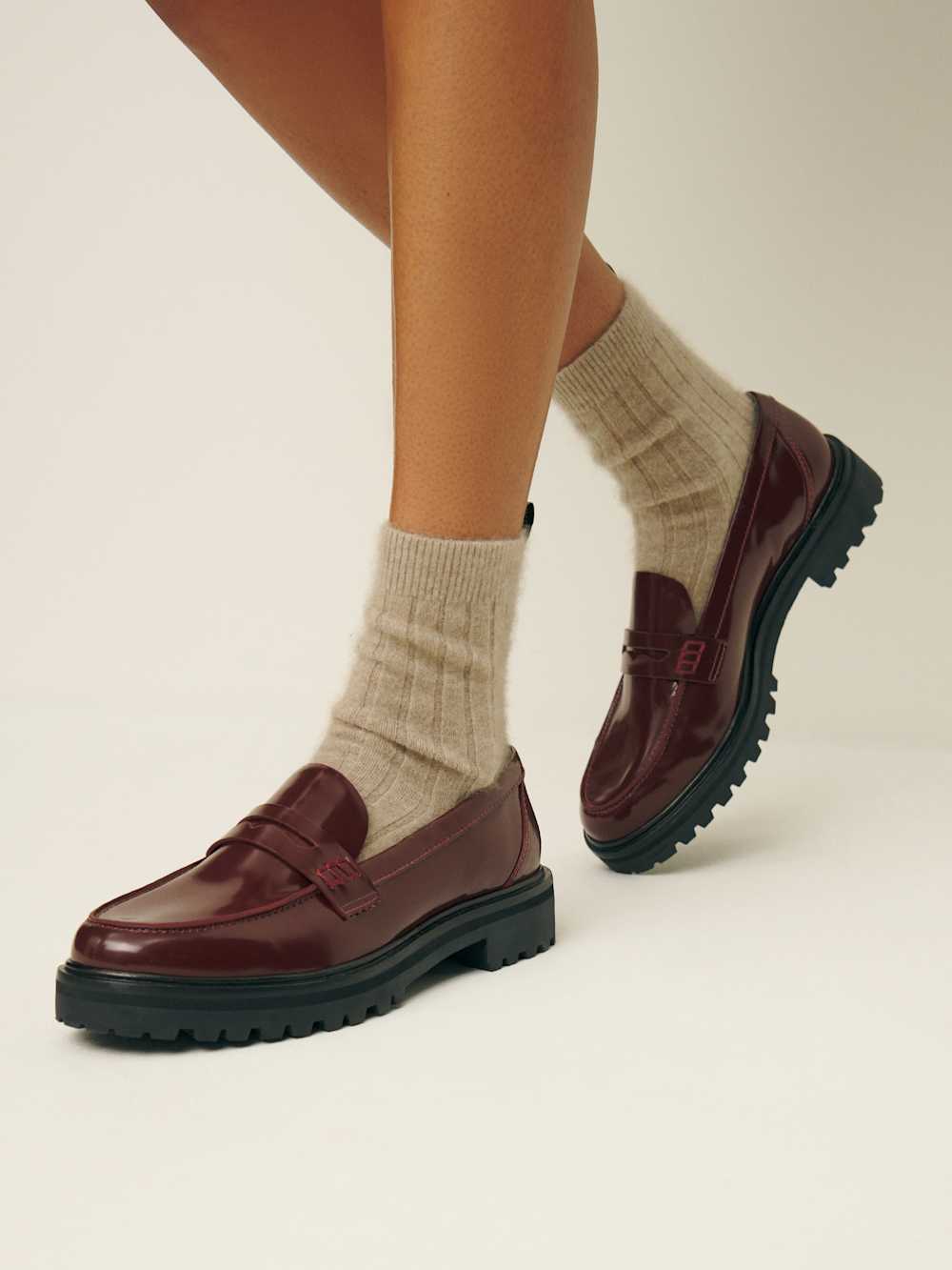 Reformation Agathea Chunky Loafer - Ruby Leather