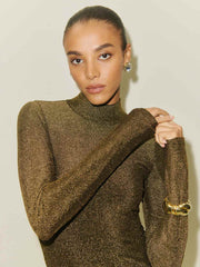 Reformation Hermia Knit Dress - Black Gold Sparkle