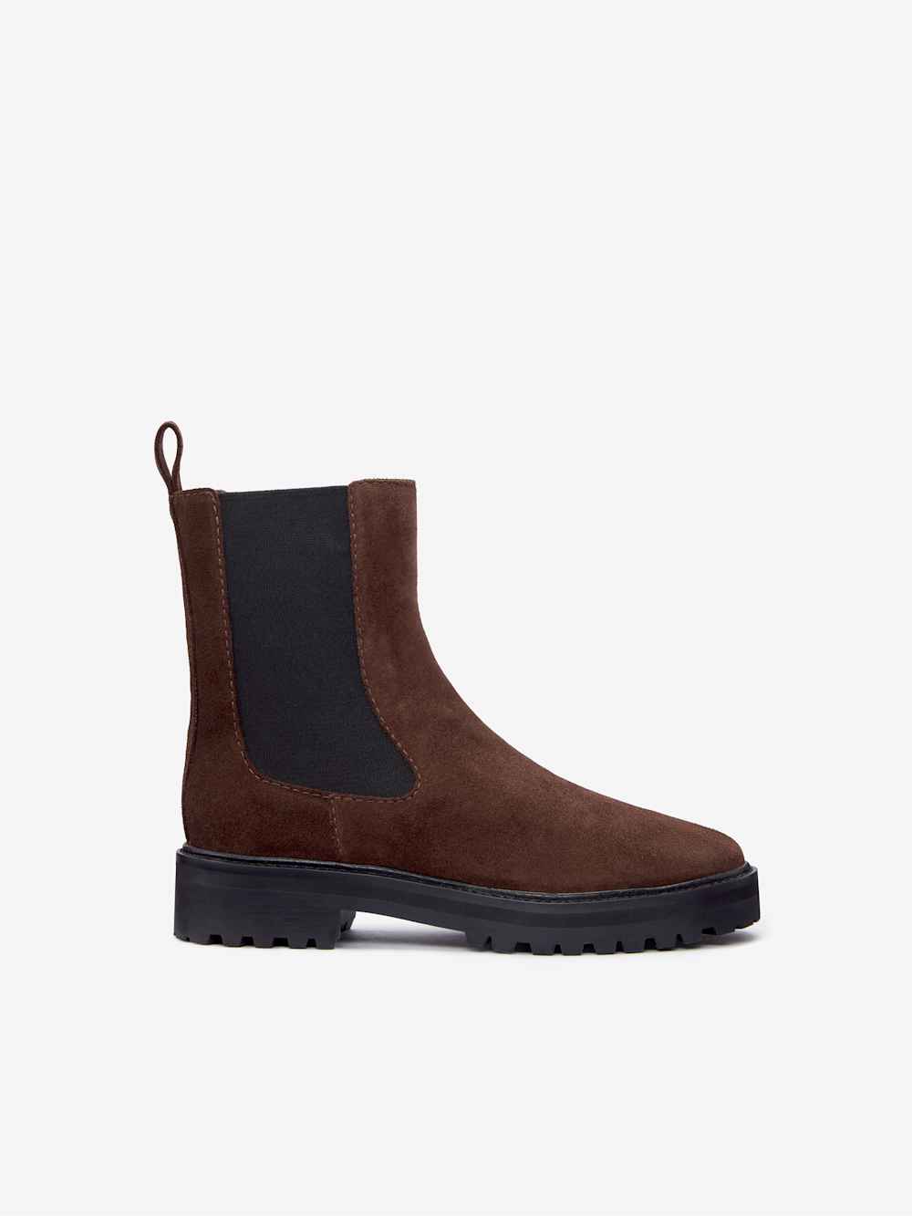 Reformation Katerina Lug Sole Chelsea Boot - Espresso Suede