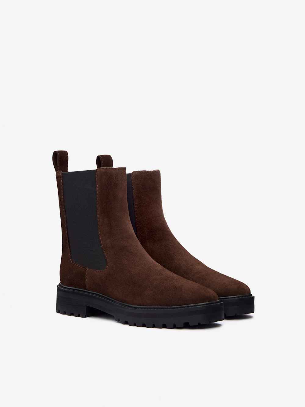 Reformation Katerina Lug Sole Chelsea Boot - Espresso Suede