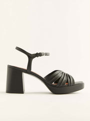 Reformation Maize Platform Sandal - Black Leather