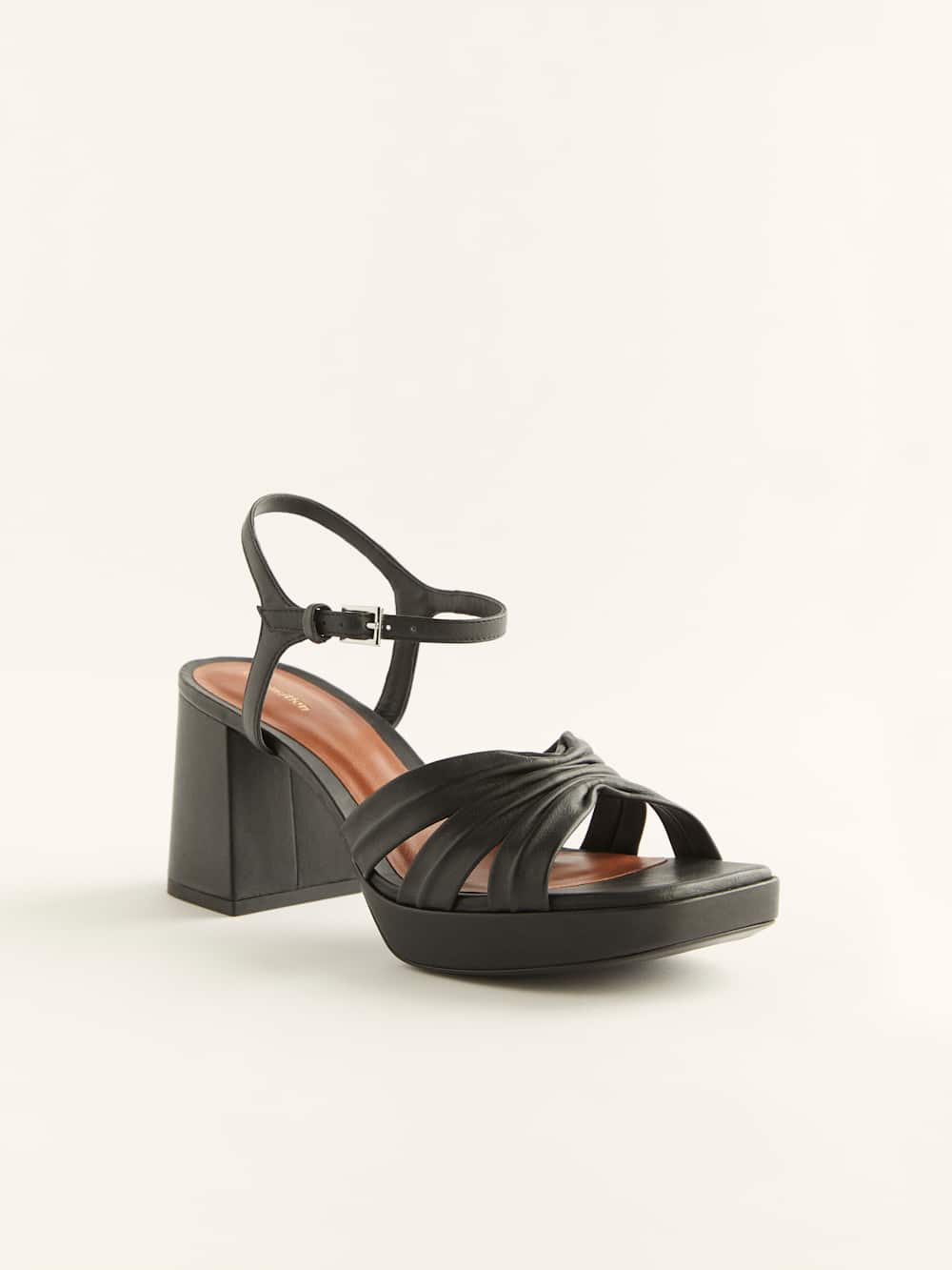 Reformation Maize Platform Sandal - Black Leather