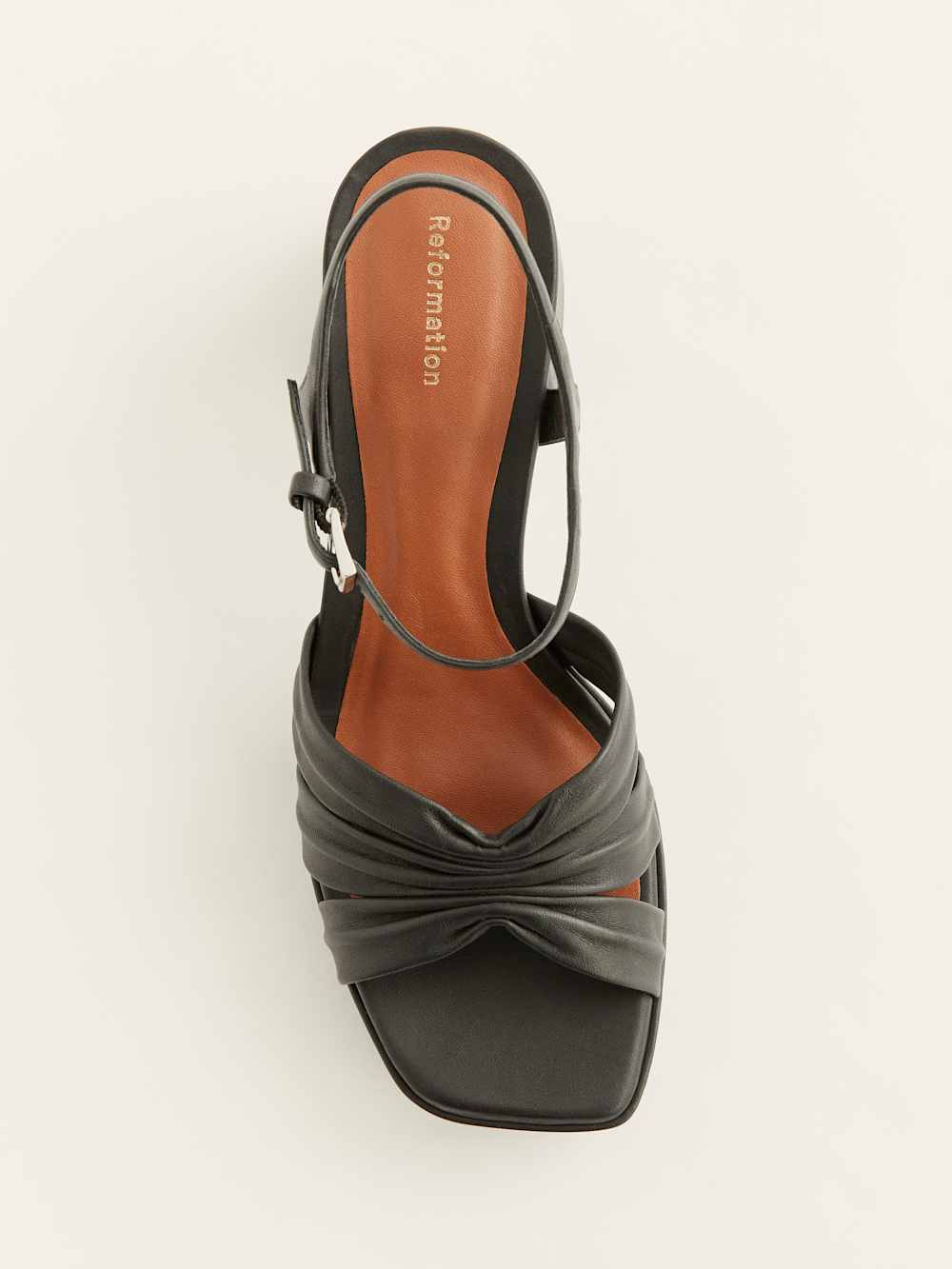Reformation Maize Platform Sandal - Black Leather
