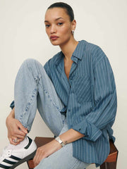 Reformation Will Oversized Shirt - Chambray Stripe