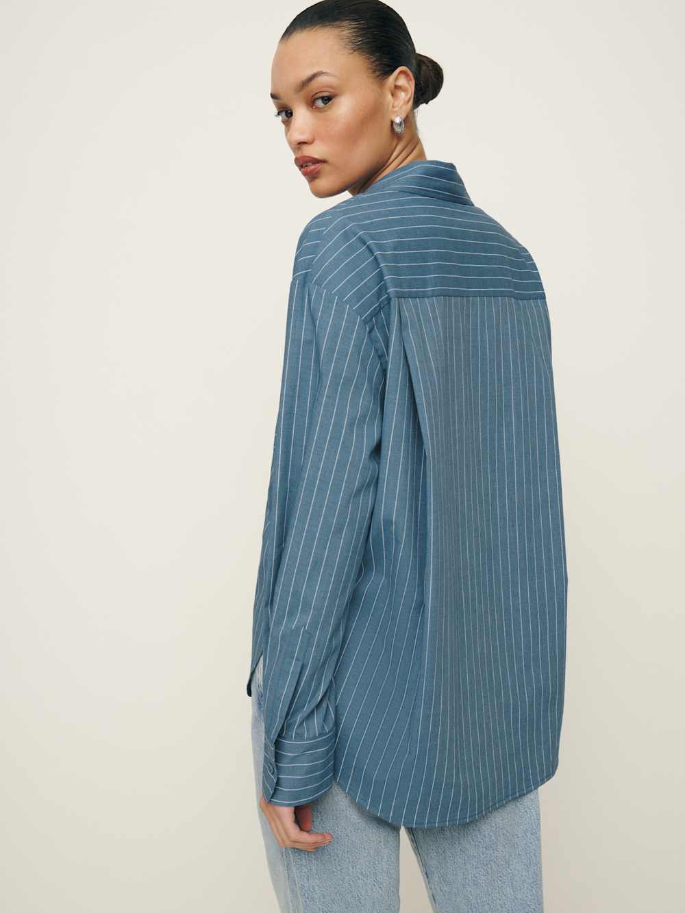 Reformation Will Oversized Shirt - Chambray Stripe