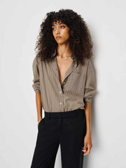 Reformation Will Oversized Shirt - Mushroom Stripe