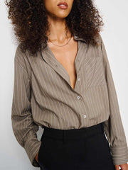 Reformation Will Oversized Shirt - Mushroom Stripe