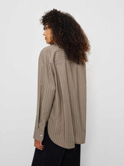 Reformation Will Oversized Shirt - Mushroom Stripe