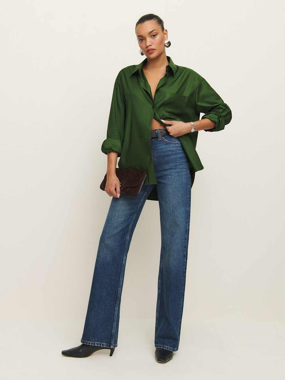 Reformation Will Oversized Shirt - Grass