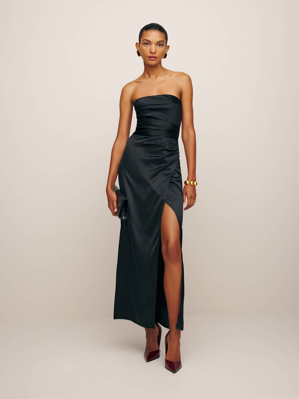 Reformation Barrow Silk Dress - Black