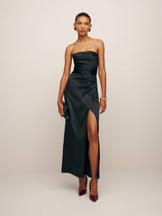 Reformation Barrow Silk Dress - Black
