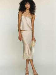 Reformation Spritz Silk Top - Almond