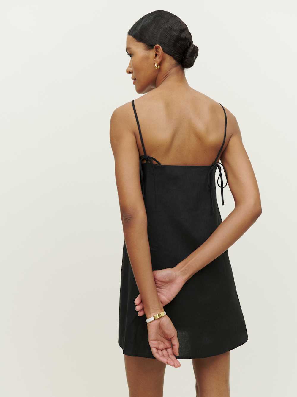 Reformation Aubree Linen Dress - Black