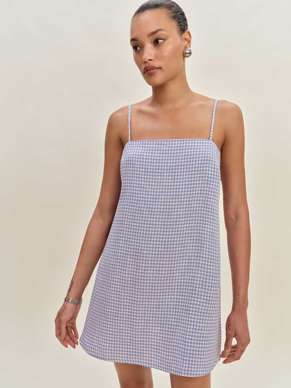 Reformation Aubree Linen Dress - Stellar Check