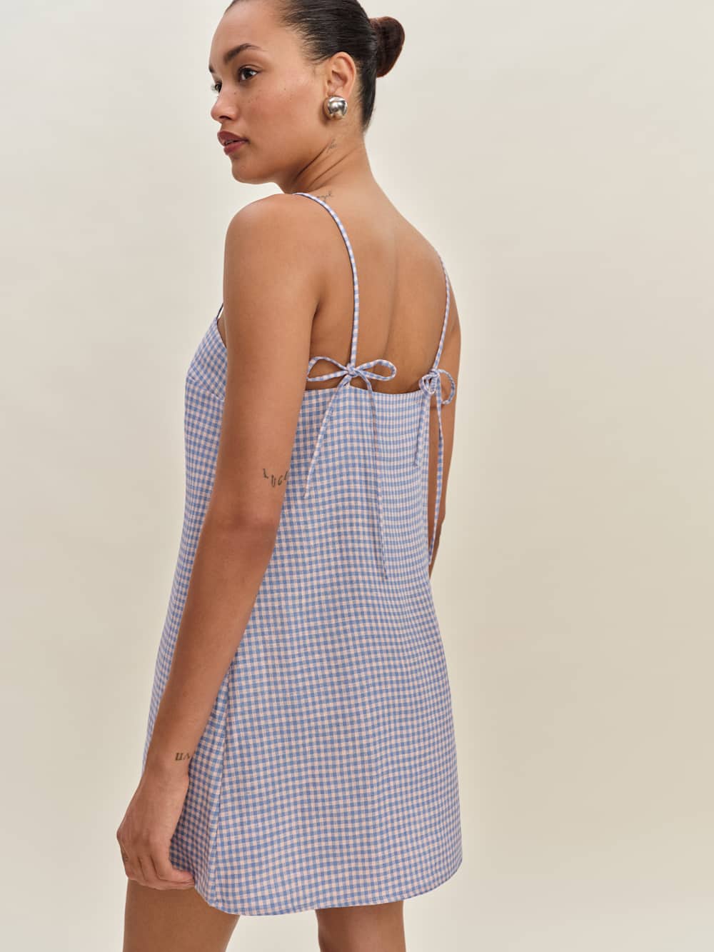 Reformation Aubree Linen Dress - Stellar Check