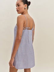 Reformation Aubree Linen Dress - Stellar Check