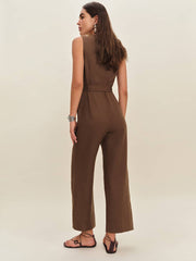 Reformation Naomi Linen Jumpsuit - Chocolate Cake