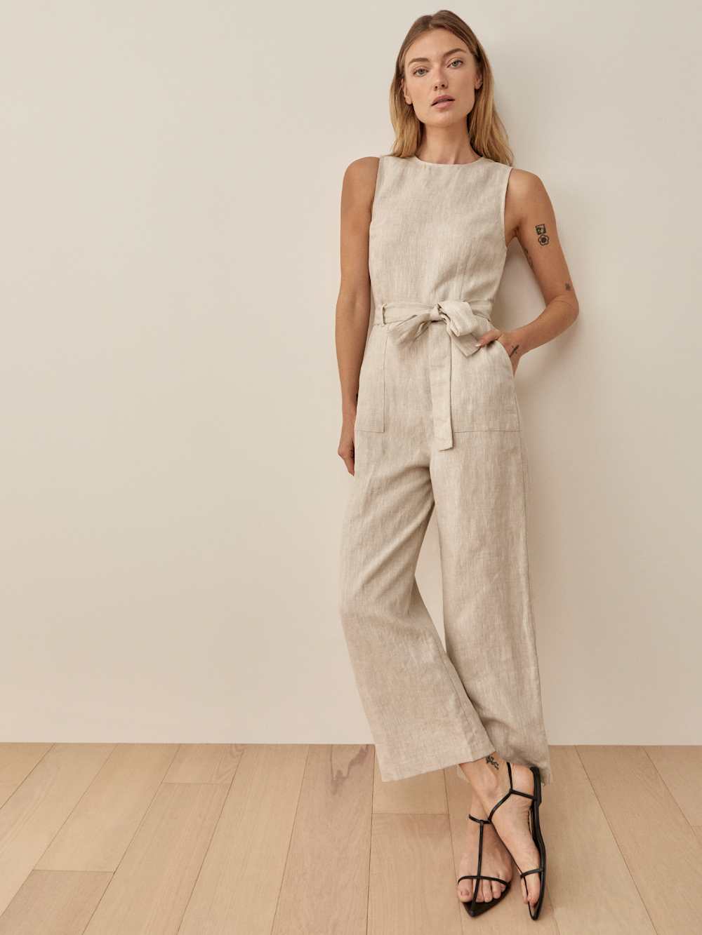 Reformation Naomi Linen Jumpsuit - Oatmeal
