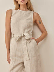 Reformation Naomi Linen Jumpsuit - Oatmeal