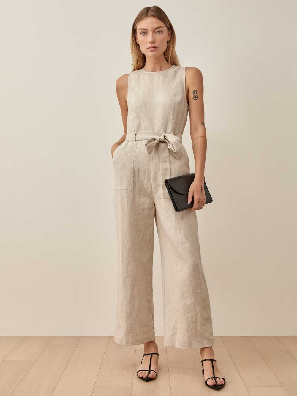 Reformation Naomi Linen Jumpsuit - Oatmeal