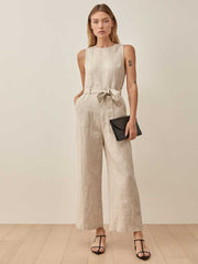 Reformation Naomi Linen Jumpsuit - Oatmeal