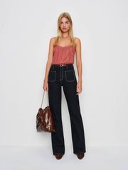 Reformation Alyssa High Rise Wide Leg Long Jeans - Black