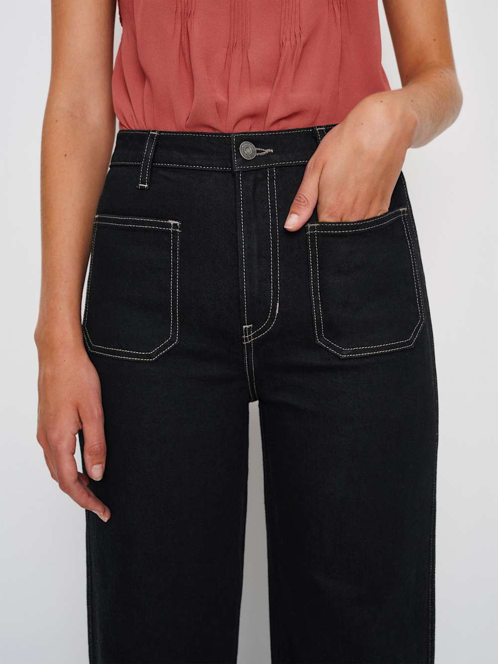Reformation Alyssa High Rise Wide Leg Long Jeans - Black