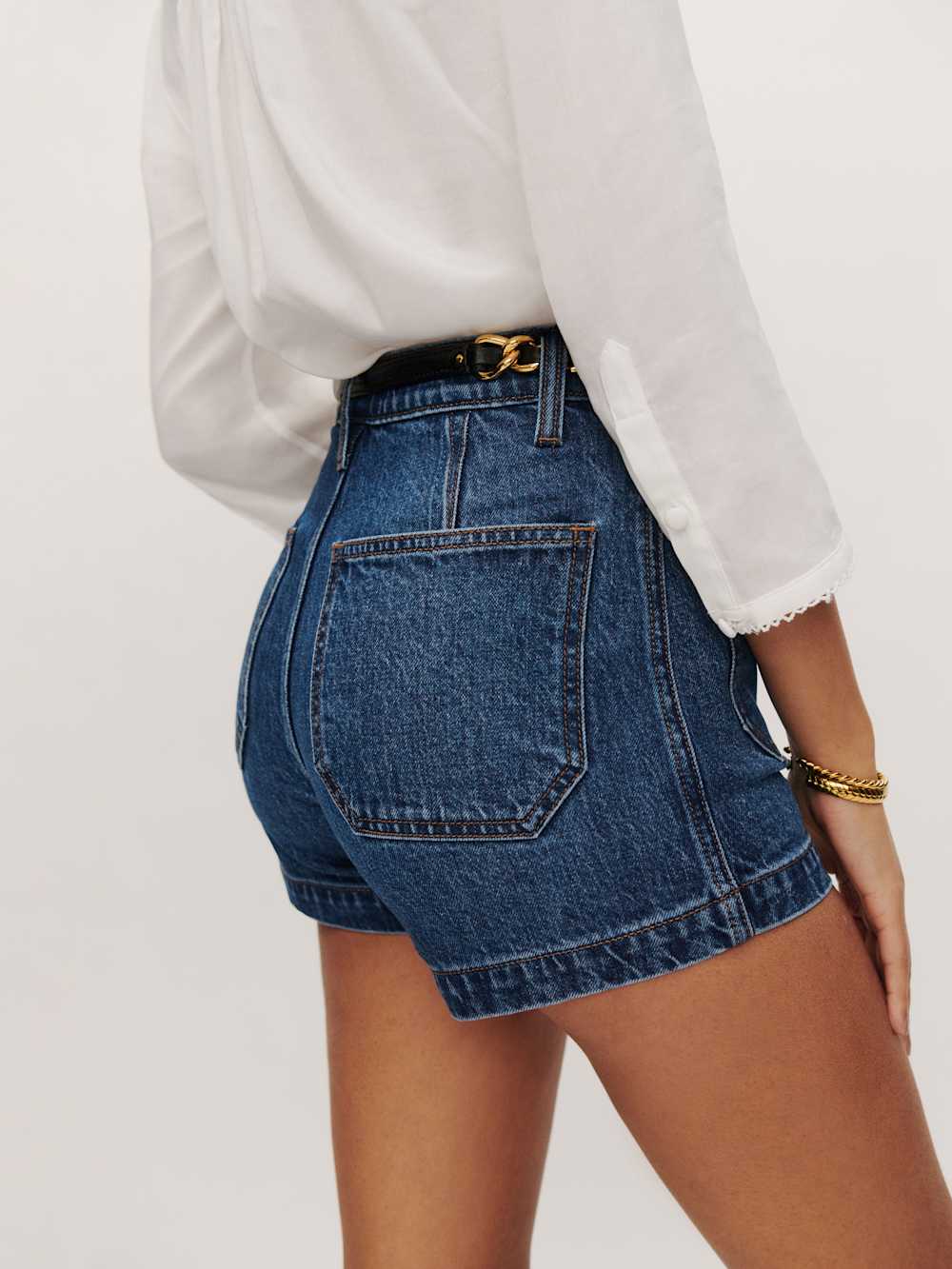 Reformation Alyssa Stretch High Rise 3.5” Jean Shorts - Anguilla
