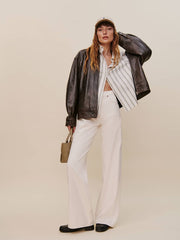 Reformation Cary High Rise Slouchy Wide Leg Jeans - Fior Di Latte