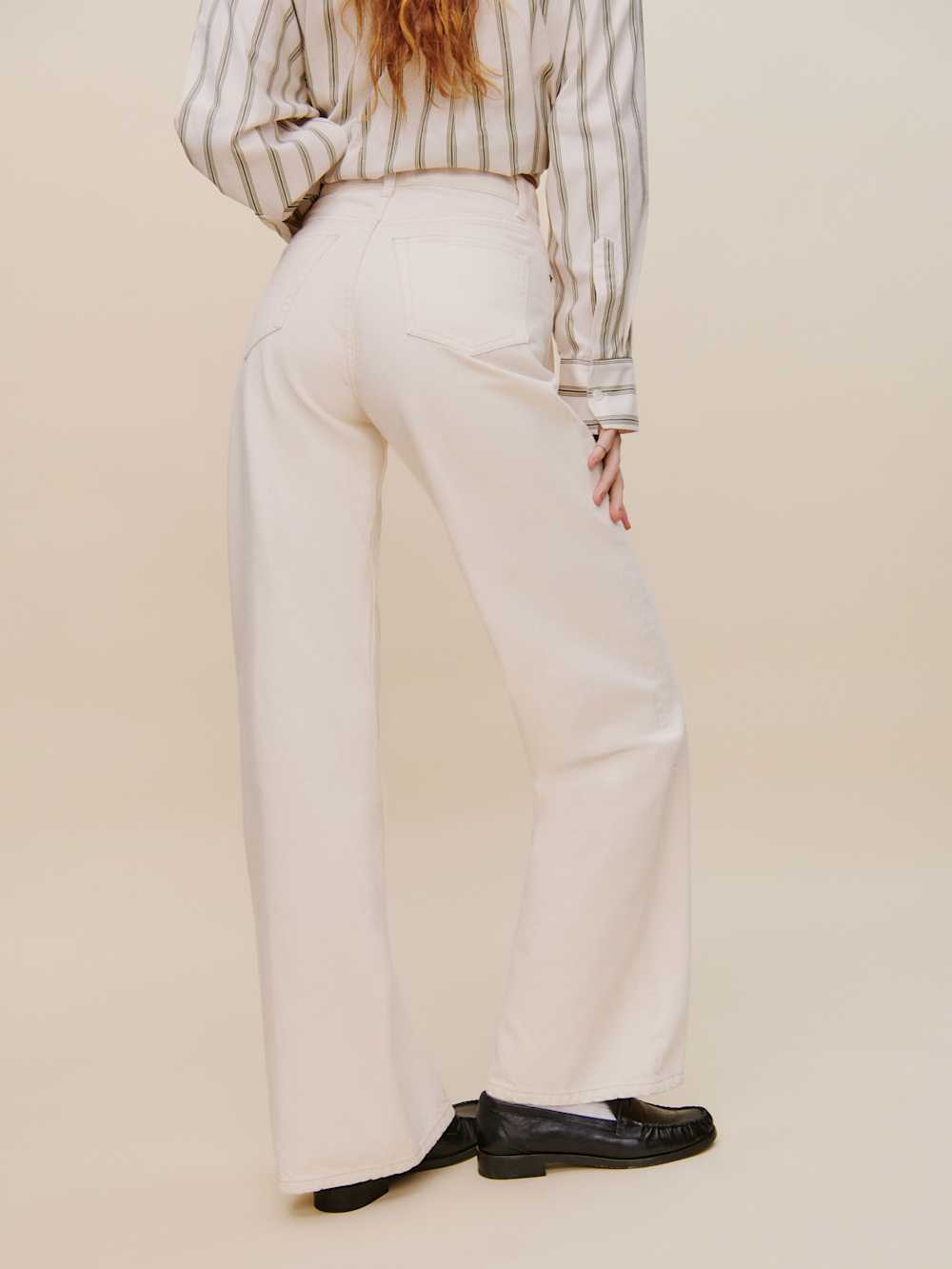 Reformation Cary High Rise Slouchy Wide Leg Jeans - Fior Di Latte