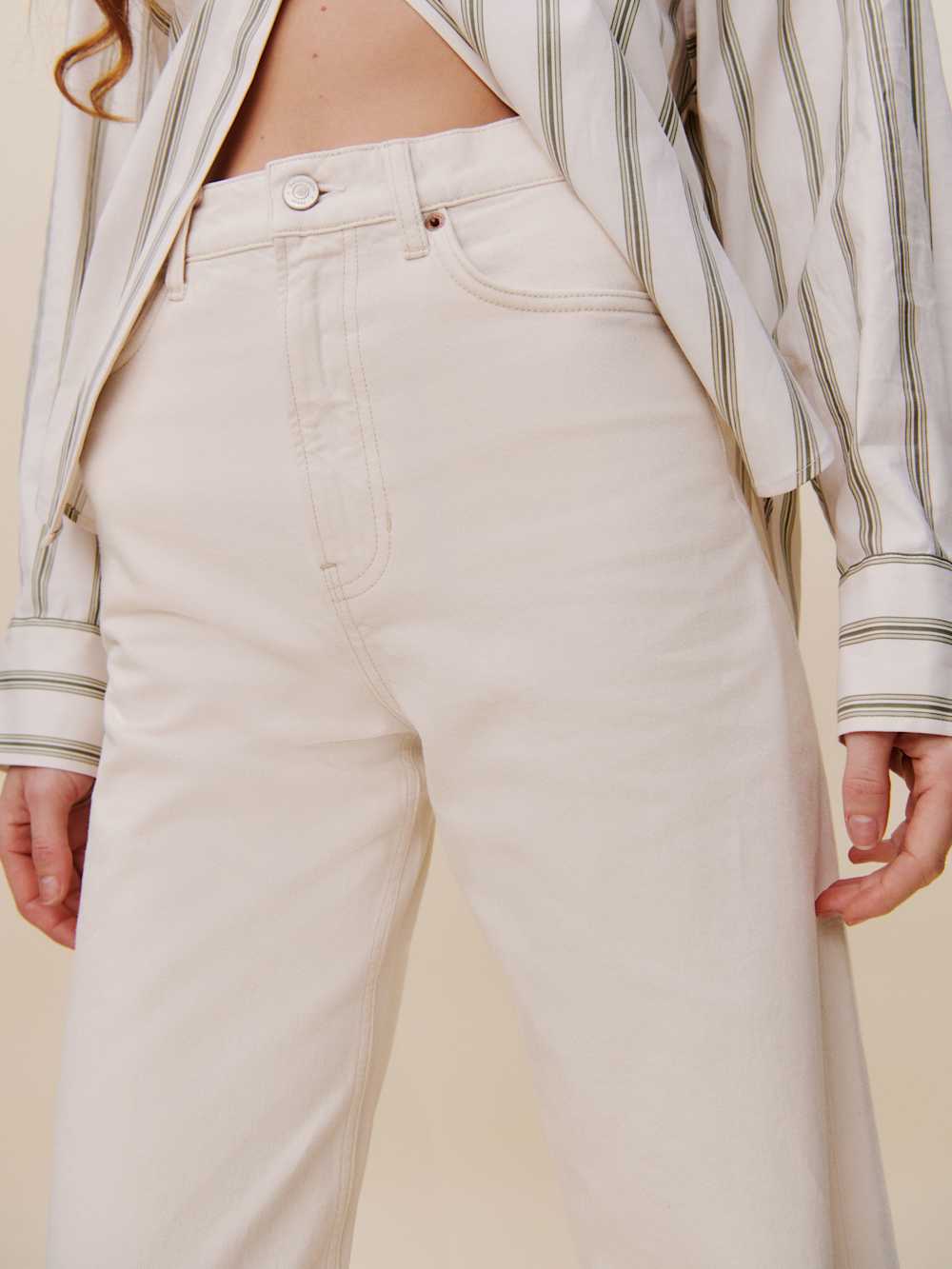 Reformation Cary High Rise Slouchy Wide Leg Jeans - Fior Di Latte