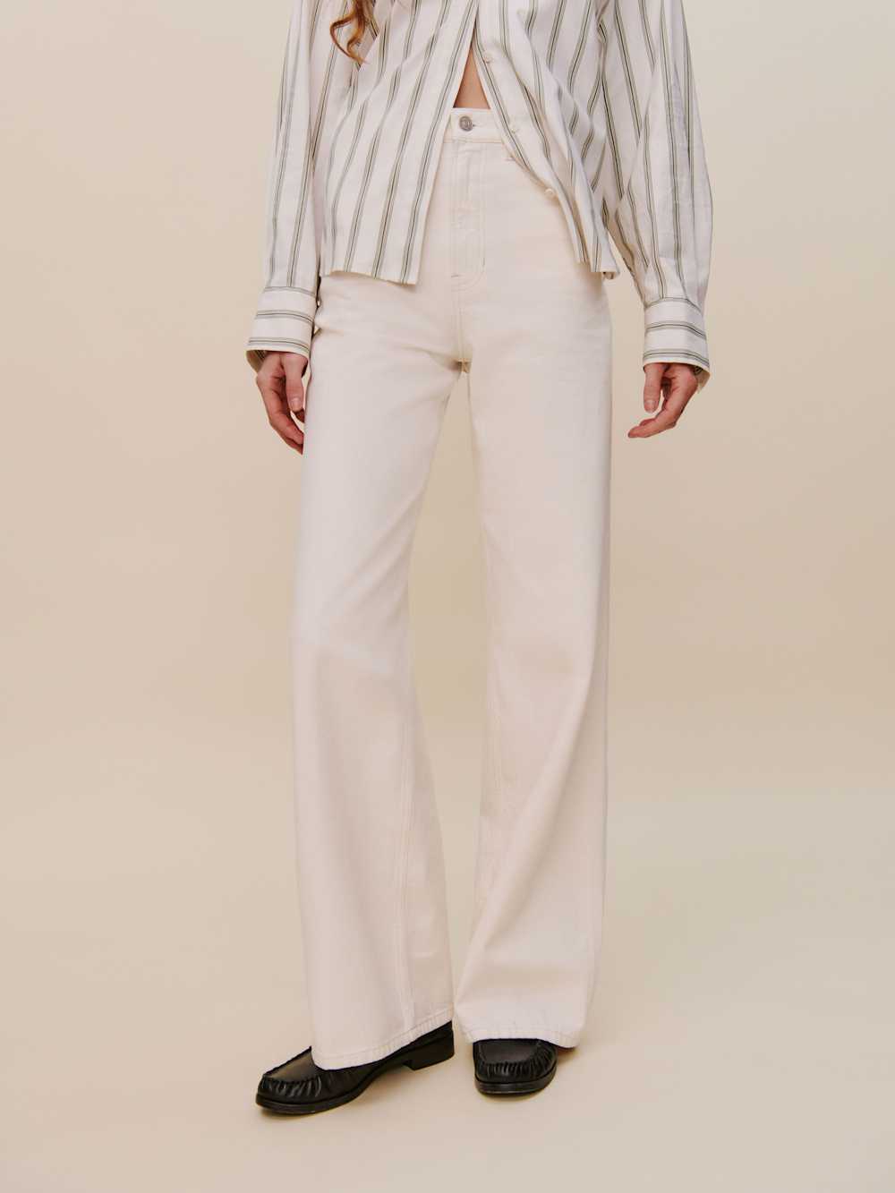 Reformation Cary High Rise Slouchy Wide Leg Jeans - Fior Di Latte