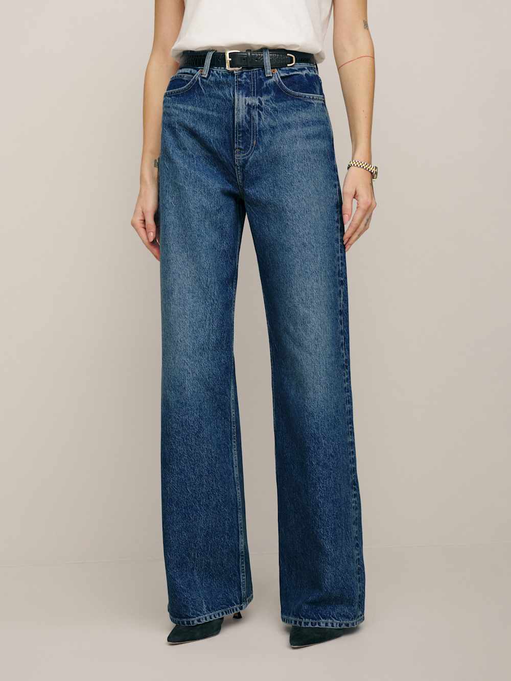 Reformation Cary High Rise Slouchy Wide Leg Jeans - Lanier