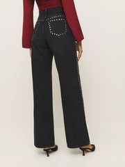 Reformation Cary High Rise Slouchy Wide Leg Jeans - Vana Studded