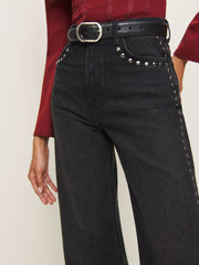 Reformation Cary High Rise Slouchy Wide Leg Jeans - Vana Studded