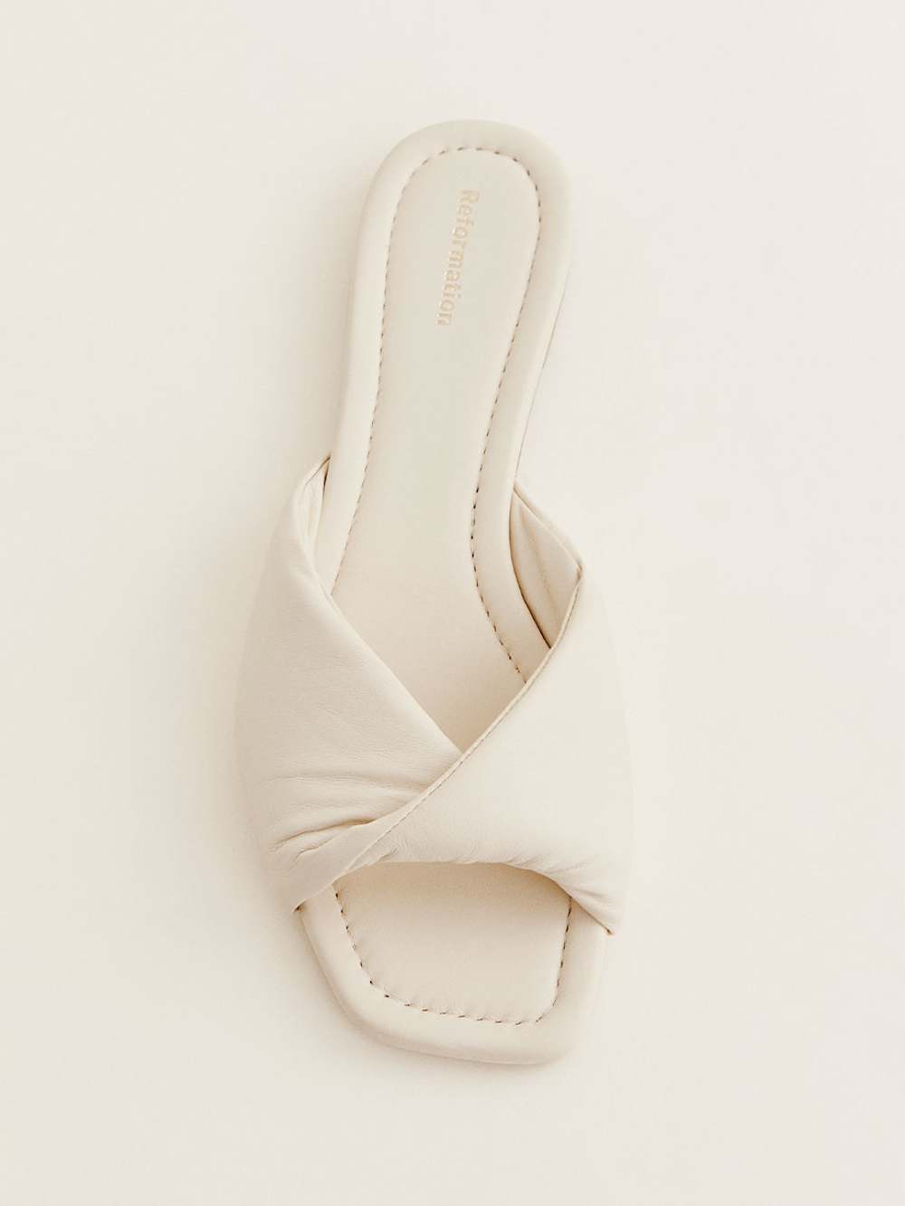 Reformation Mikki Twist Flat Sandal - Almond Leather