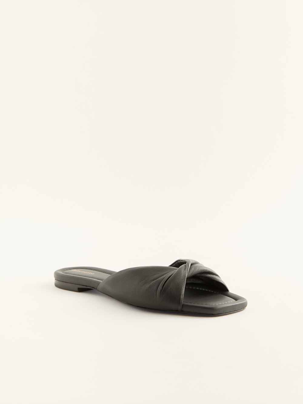 Reformation Mikki Twist Flat Sandal - Black